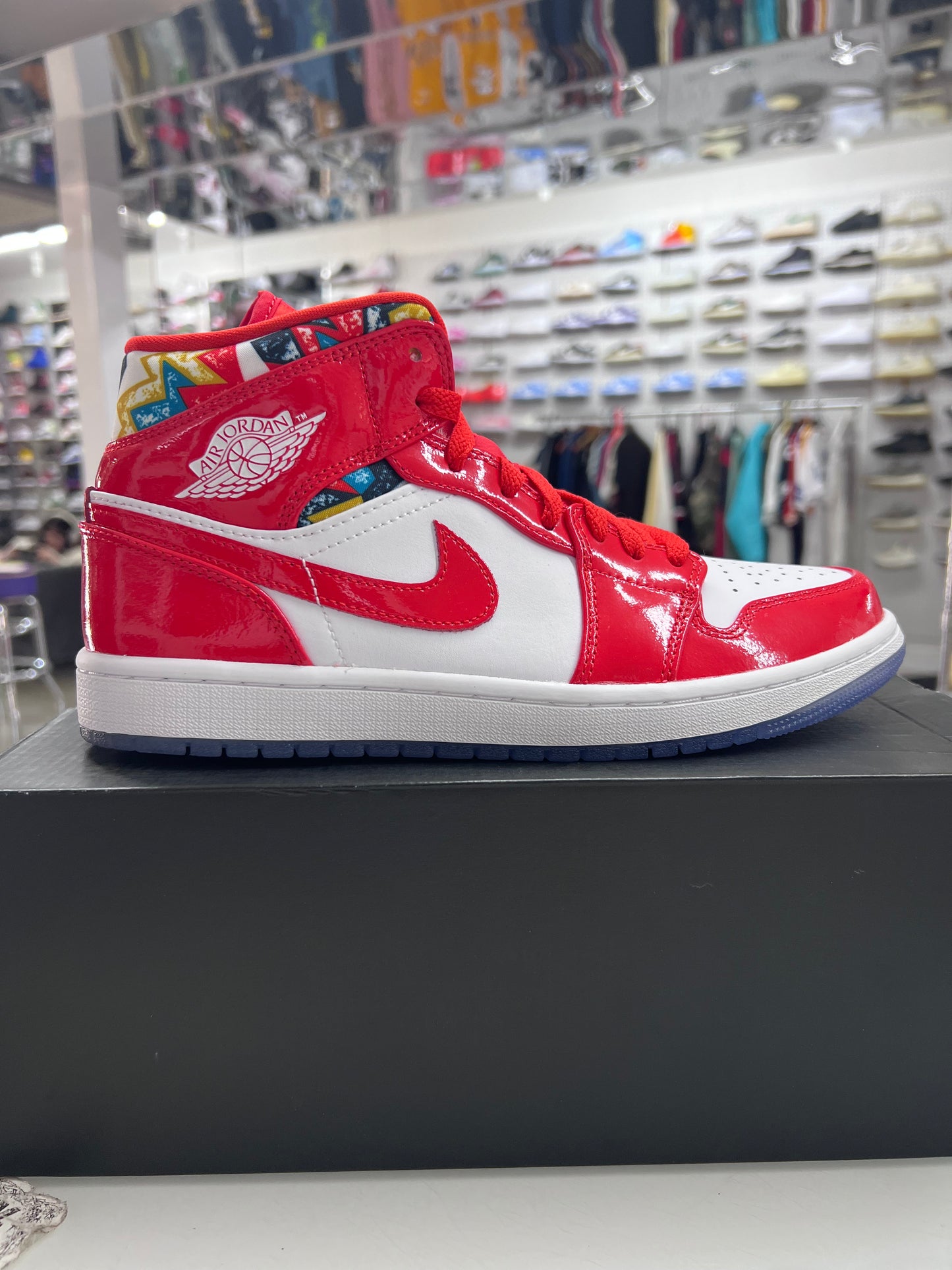 AJ 1 Mid Barcelona Sweater Red Patent