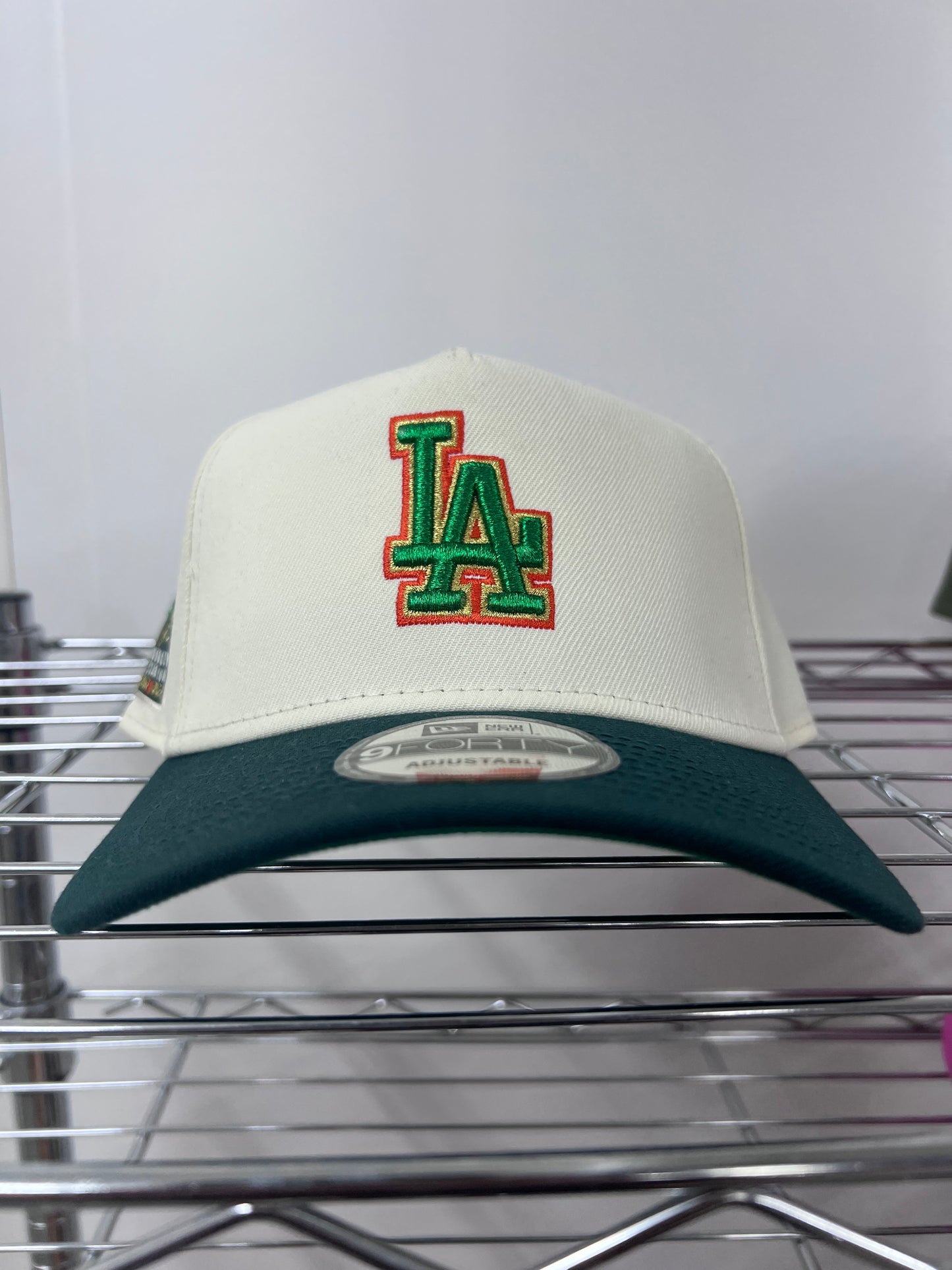 Dodgers White/Green Adjustable Hat